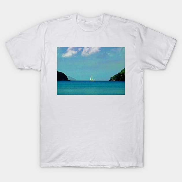 Sailboat Near Horizon, Virgin Islands T-Shirt by markross